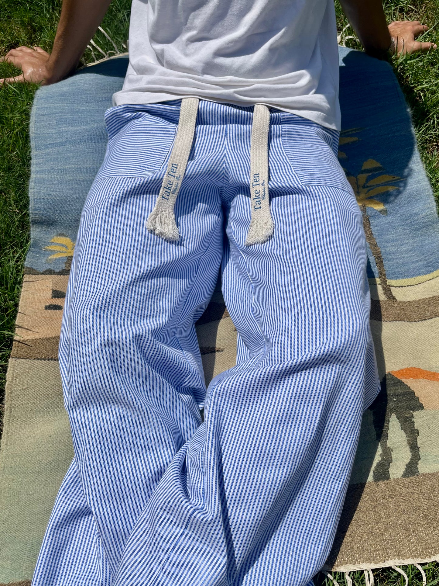 Unisex Blue Pinstripe Pants
