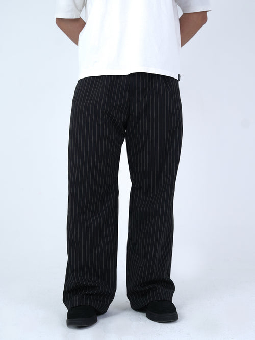 Unisex Pinstripe Trousers Black
