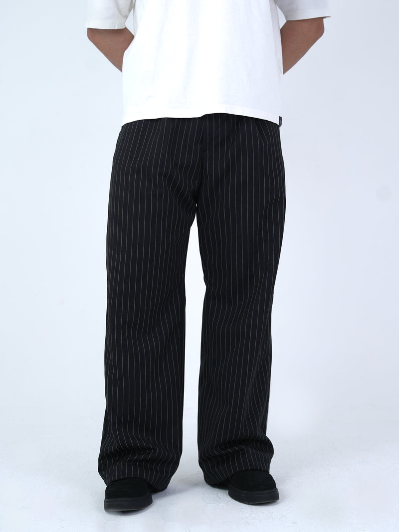Unisex Pinstripe Trousers Black
