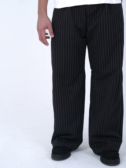 Unisex Pinstripe Trousers Black
