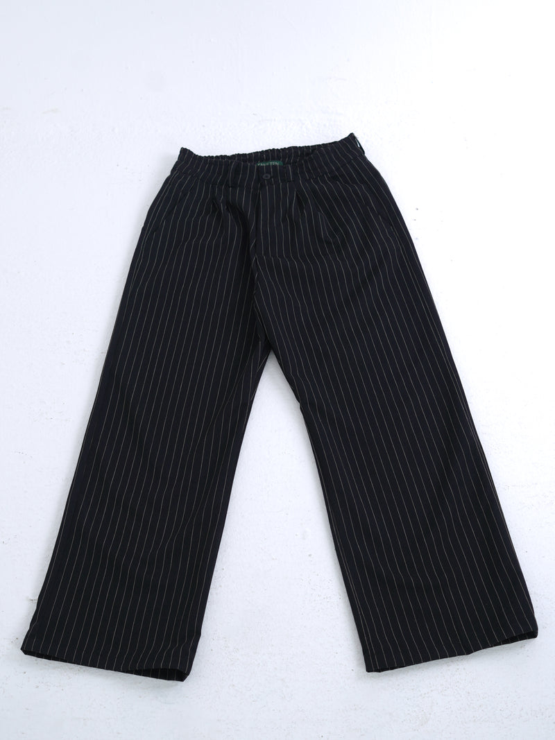 Unisex Pinstripe Trousers Black